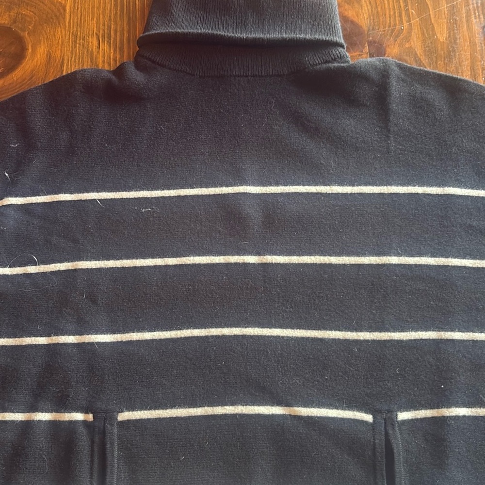 Garnet Hill Black and Gray Cowl Neck Sweater